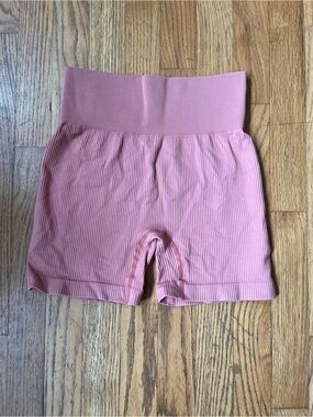 High-Waist Ribbed Pink Women's Shorts